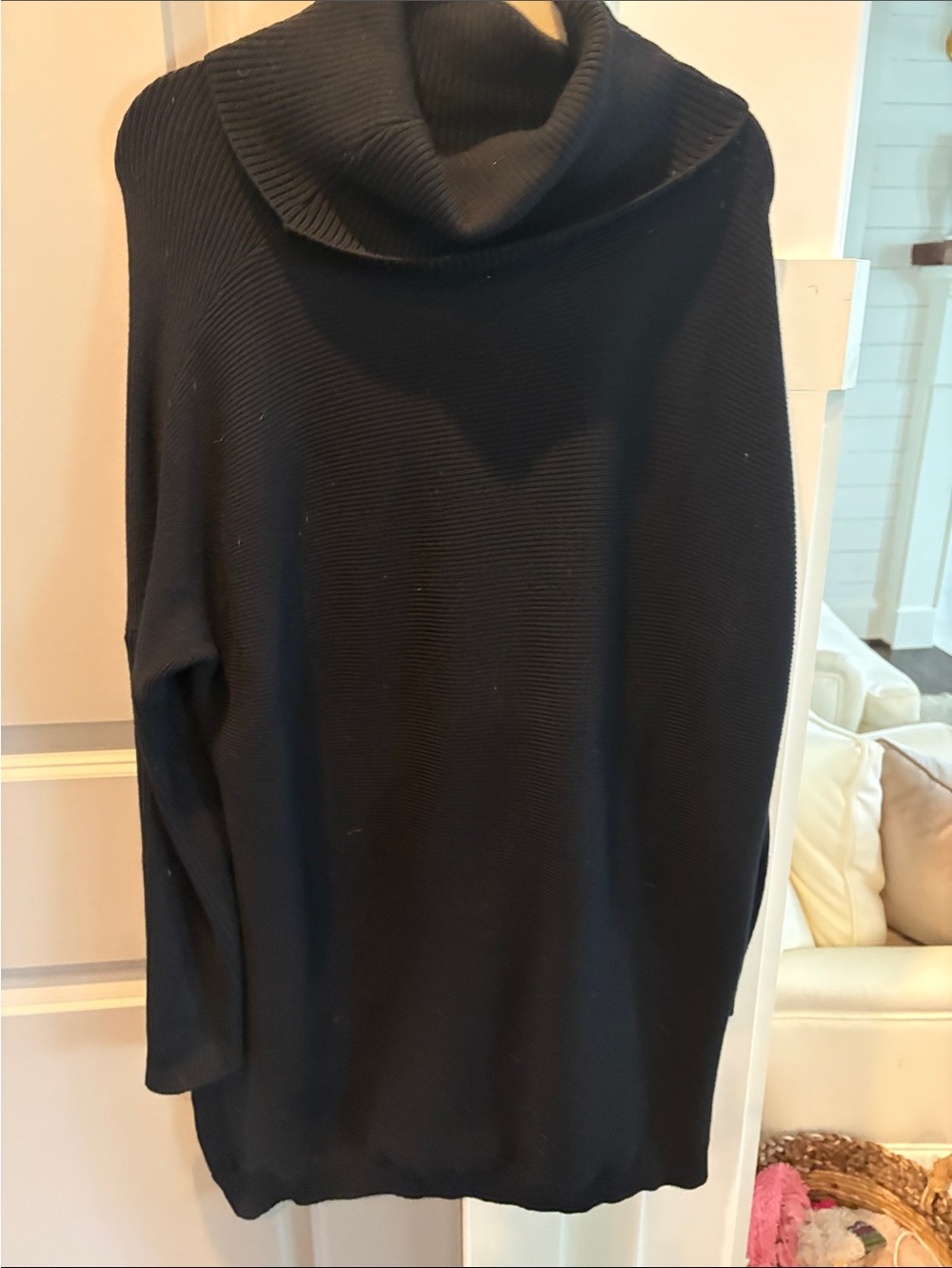 Black Turtleneck Women's Sweater - Classic Rib Knit